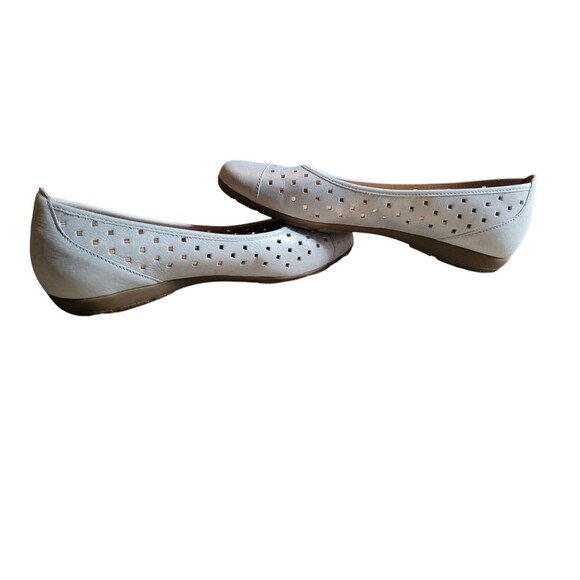 Gabor Hovercraft Flats Off White Shimmer Perforated Suede Shoes Career US 5.5 - Picture 5 of 9